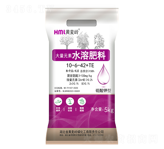 硫酸鉀型大量元素水溶肥料10-6-42+TE-黃麥嶺
